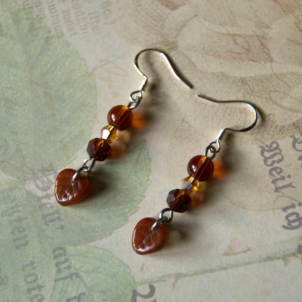 brown leaf earrings