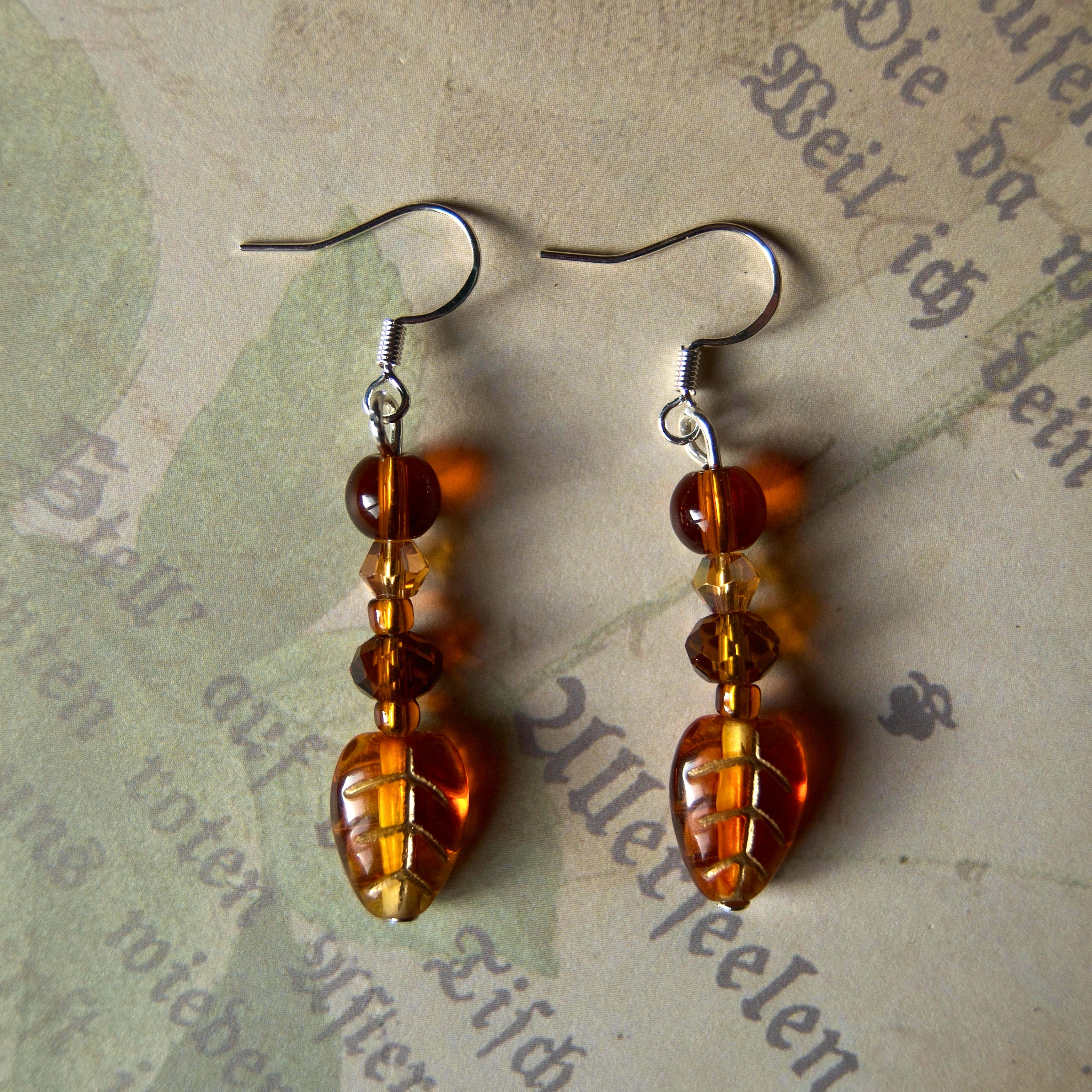 brown leaf earrings