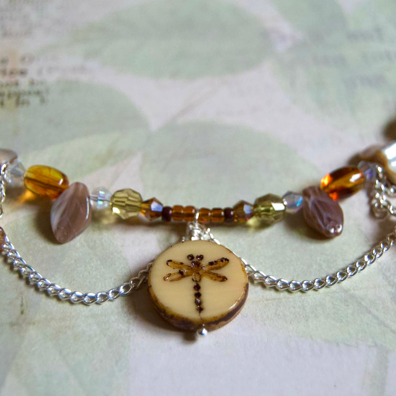 autumn forest dragonfly necklace