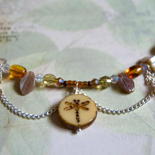 autumn forest dragonfly necklace