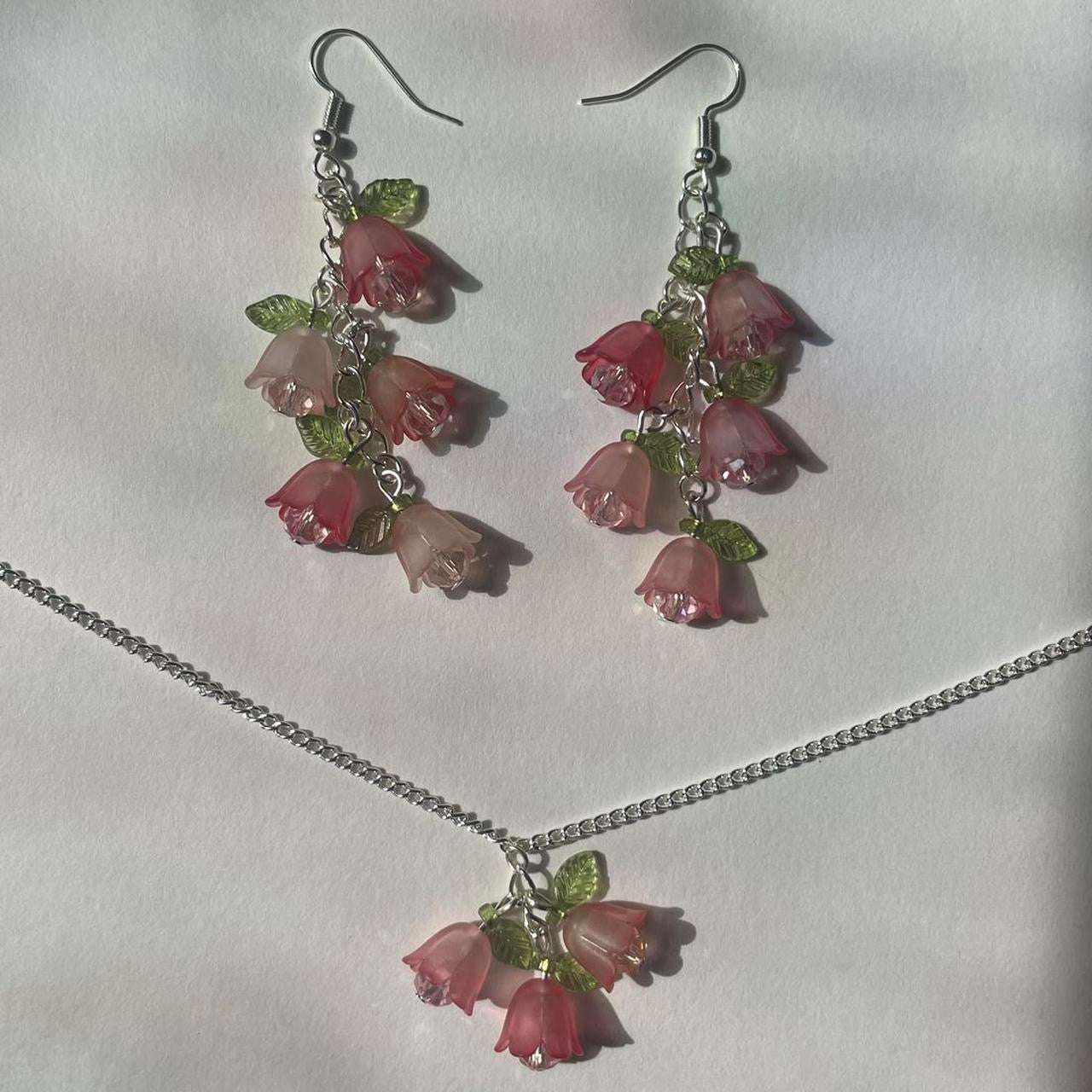 floral pink jewellery set