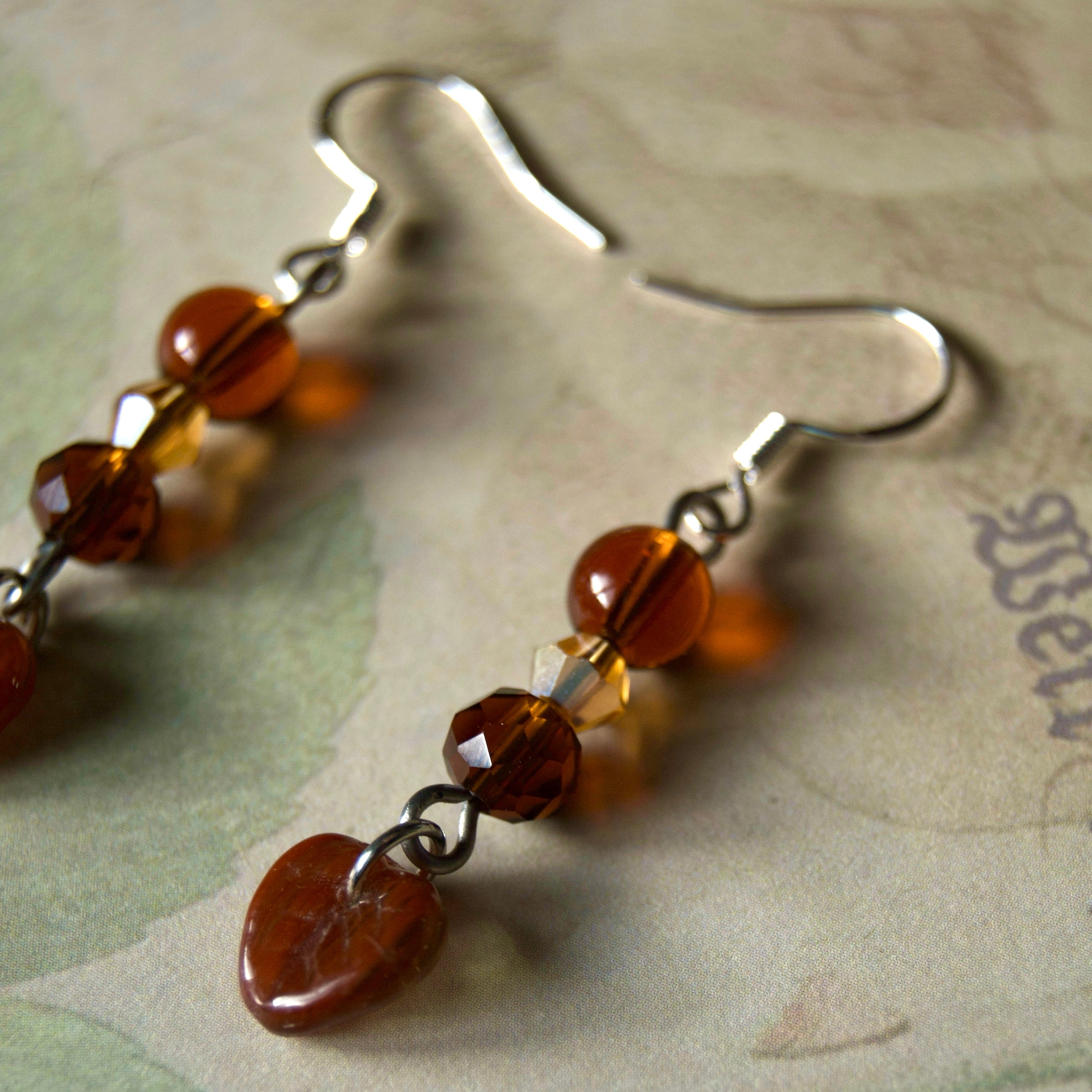 brown leaf earrings