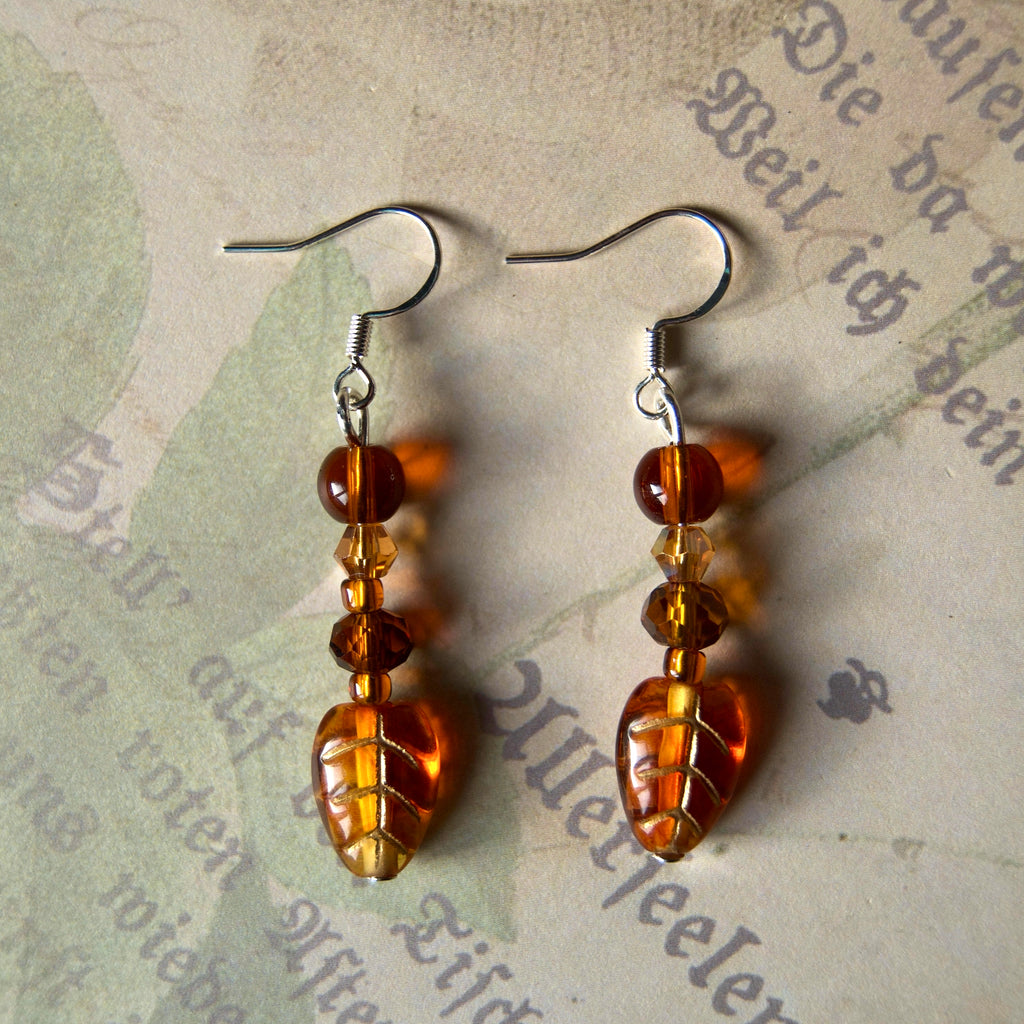 brown leaf earrings