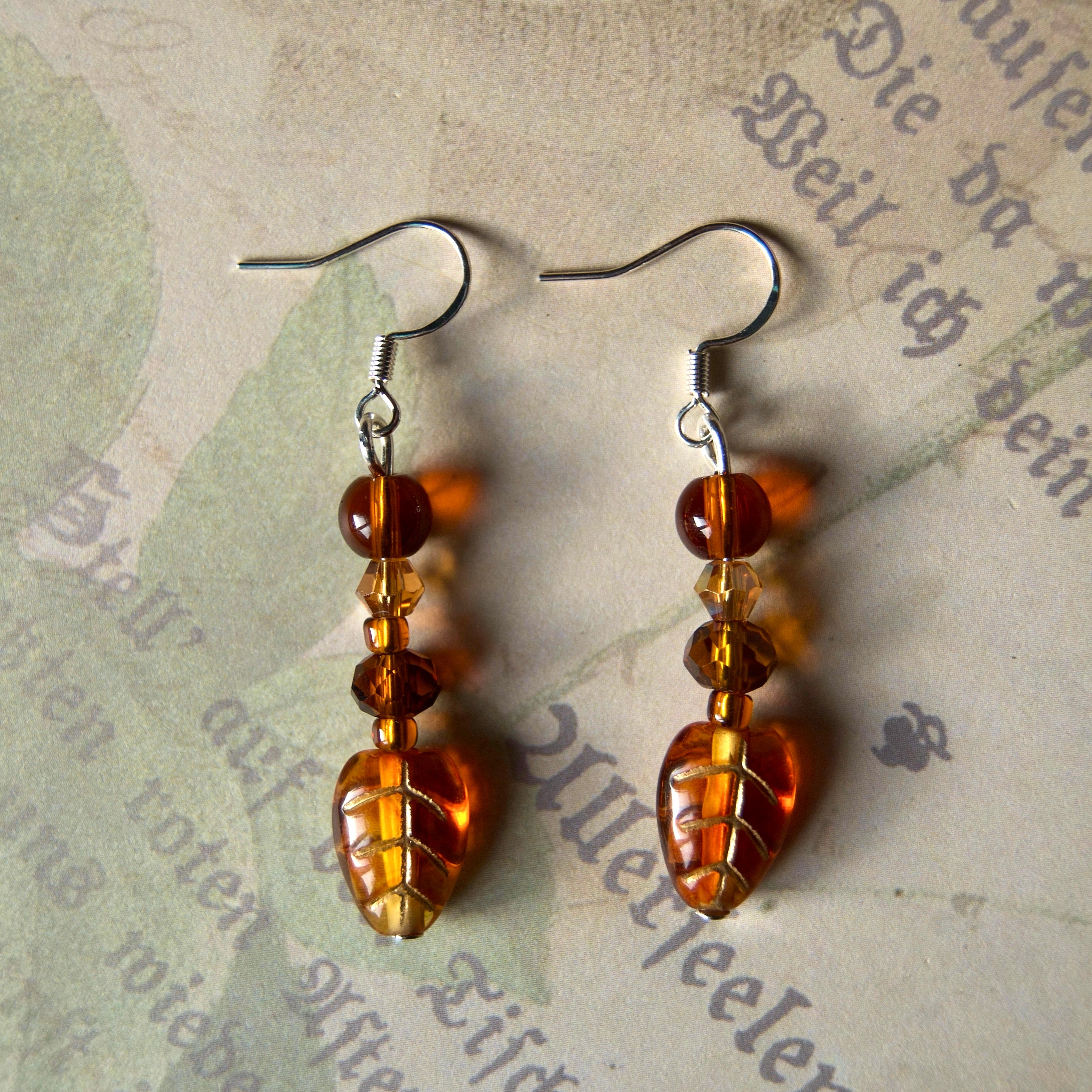 brown leaf earrings