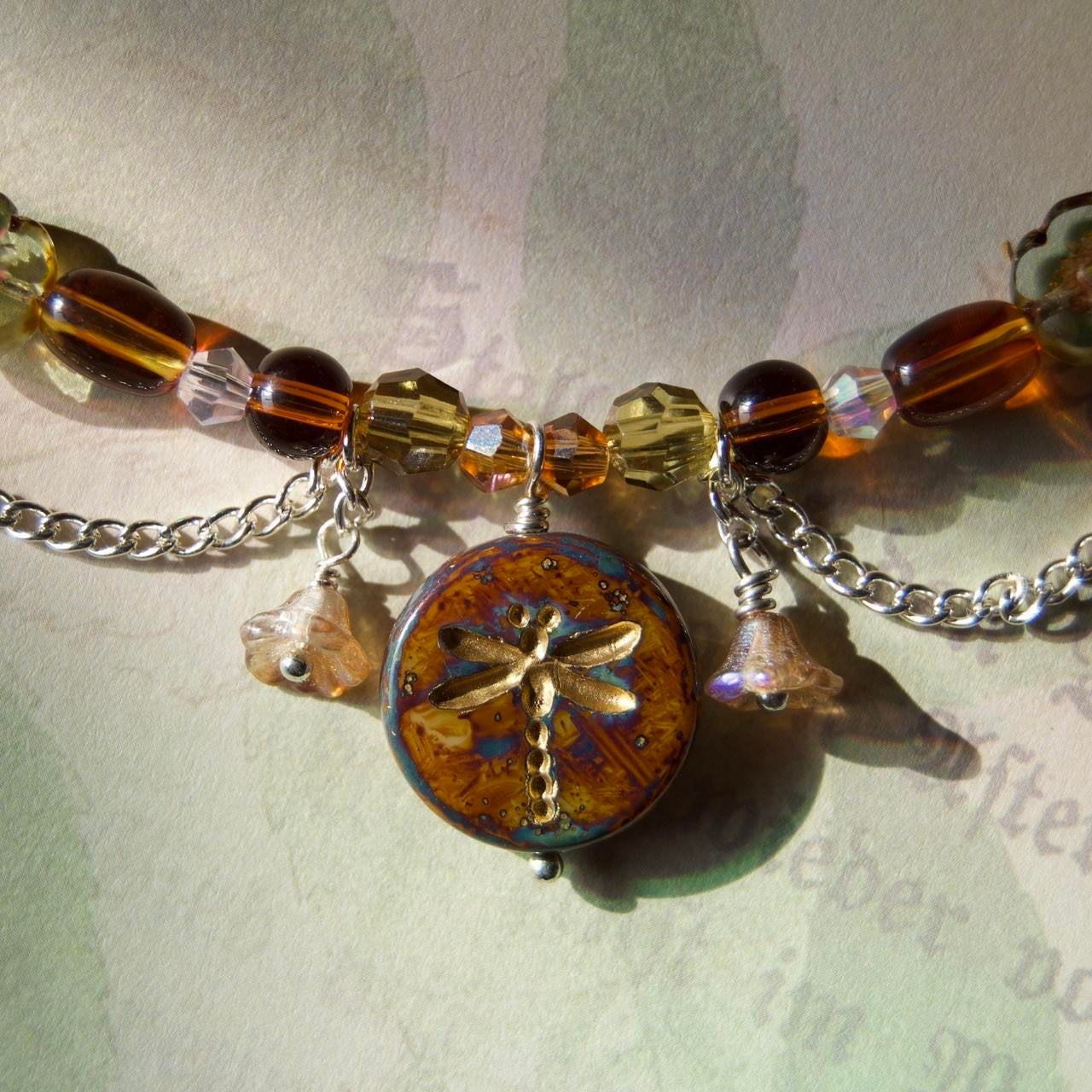 brown dragonfly necklace