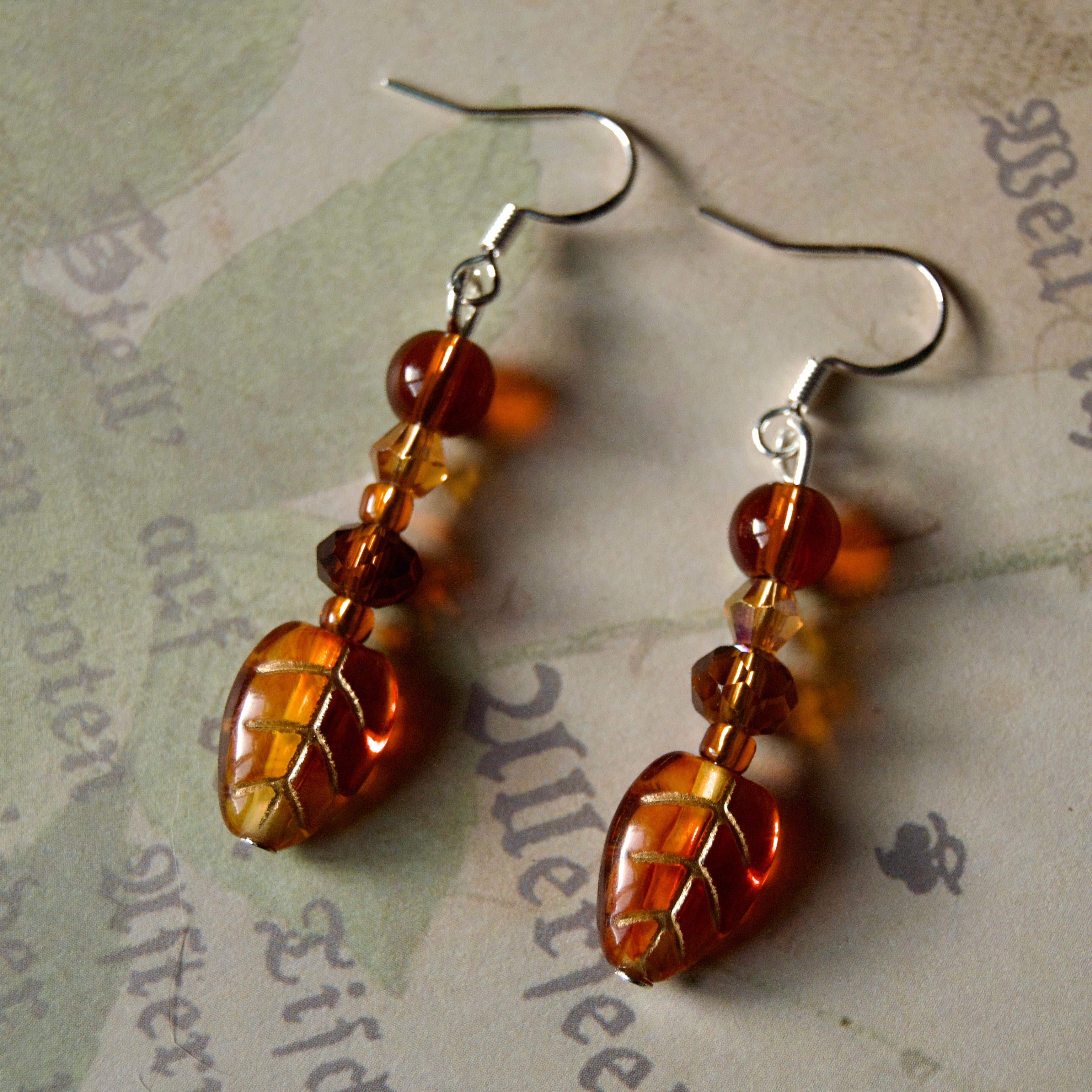 brown leaf earrings