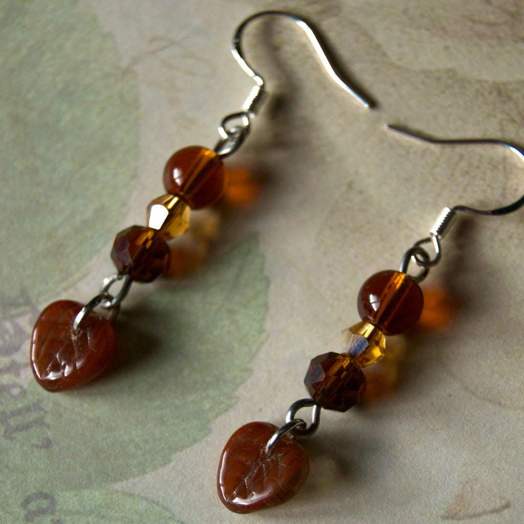brown leaf earrings
