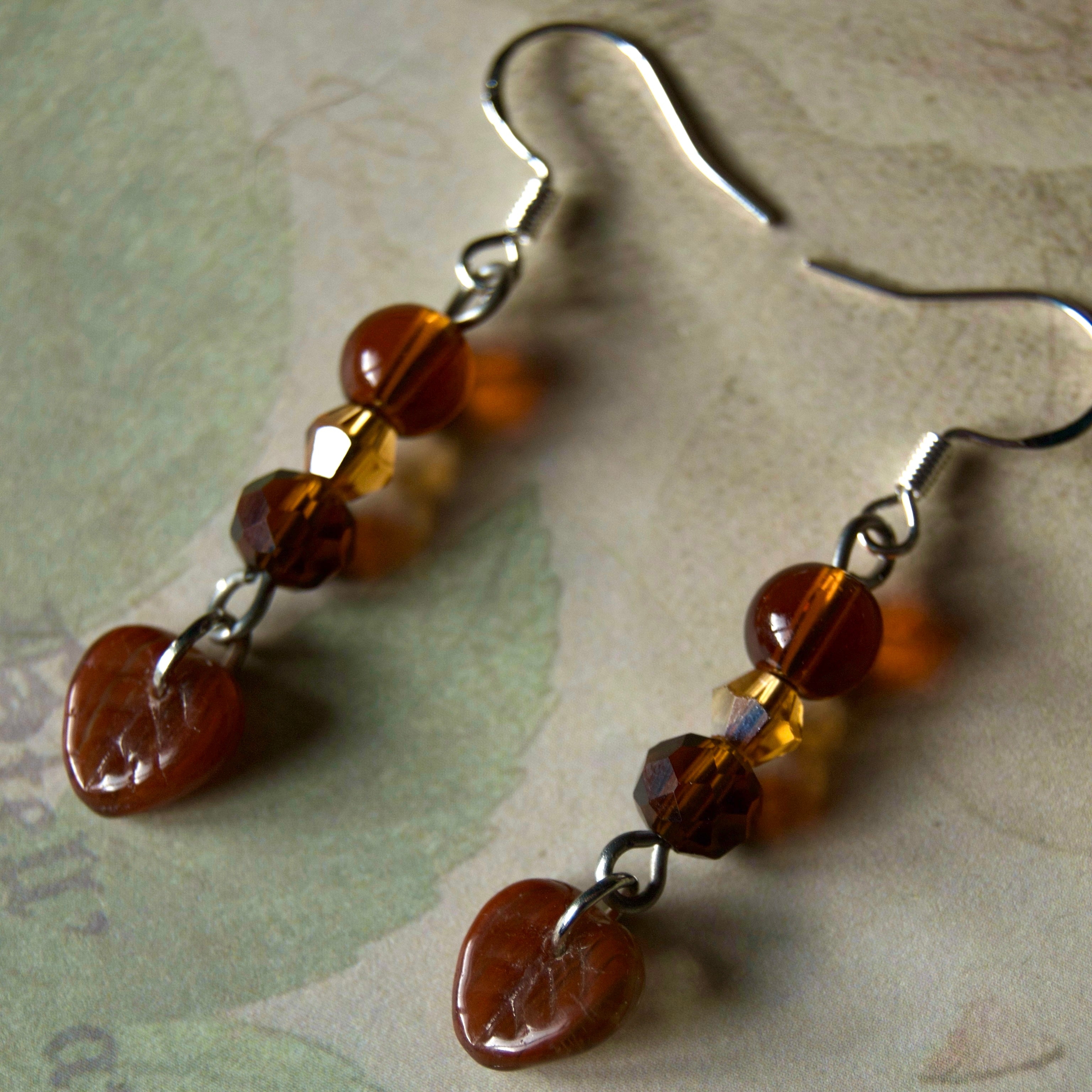 brown leaf earrings