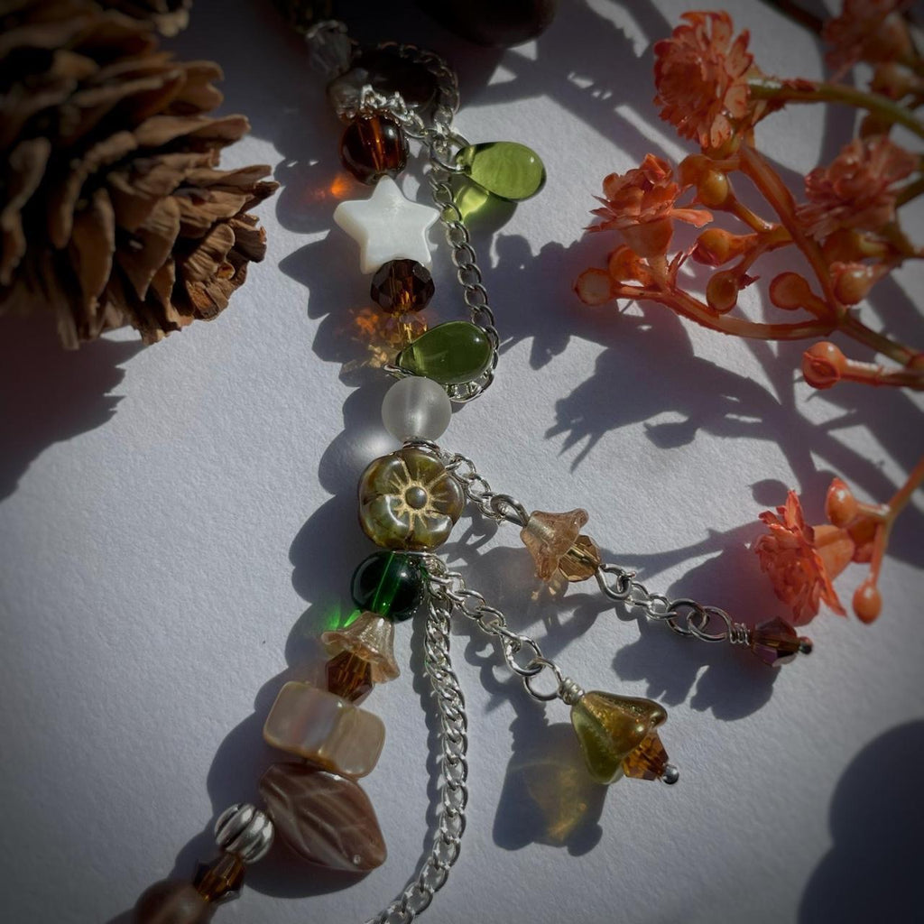 green and brown dragonfly necklace