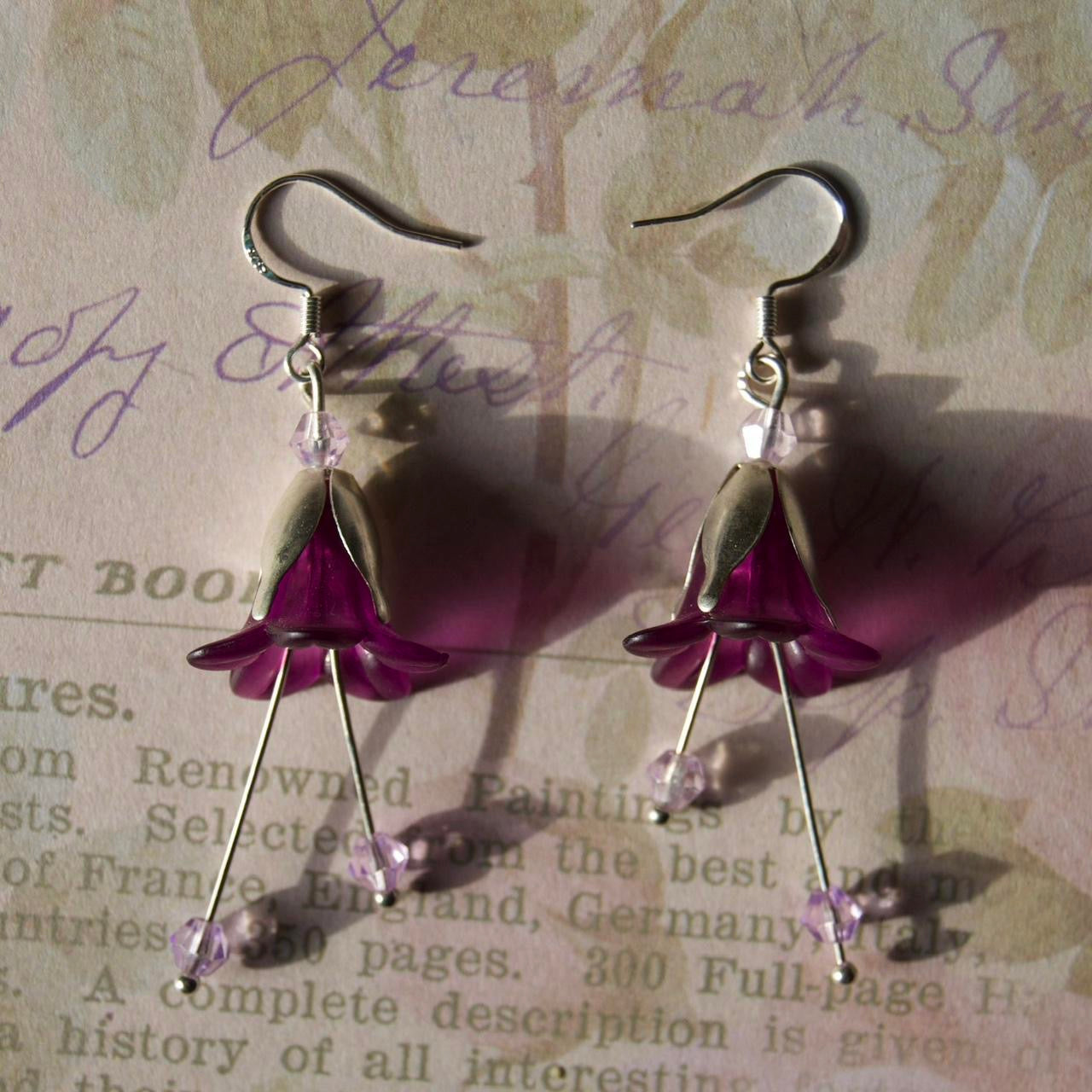 purple bell flower earrings