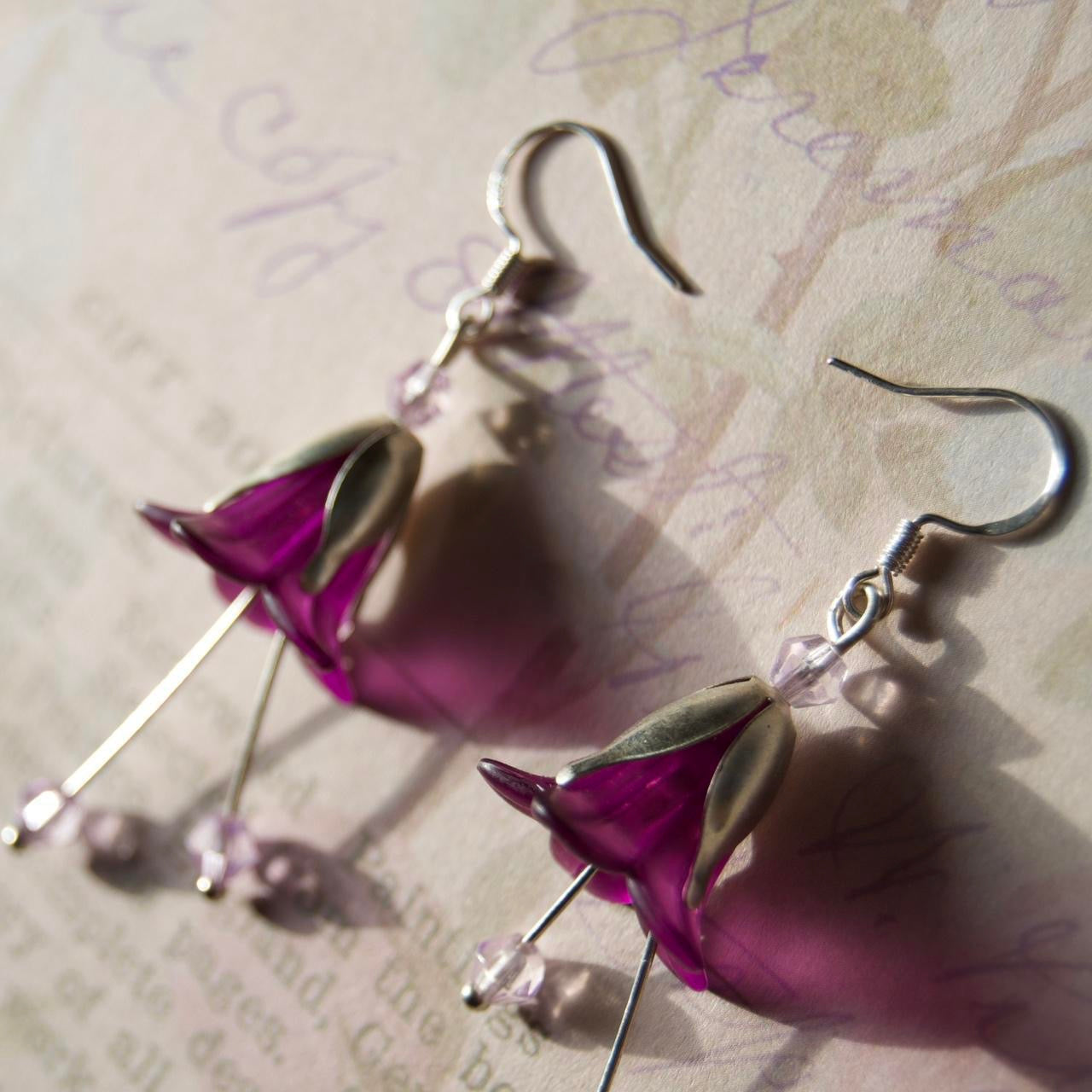 purple bell flower earrings