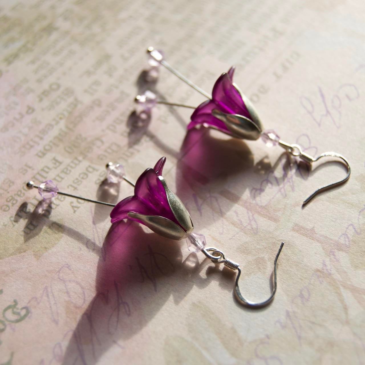 purple bell flower earrings